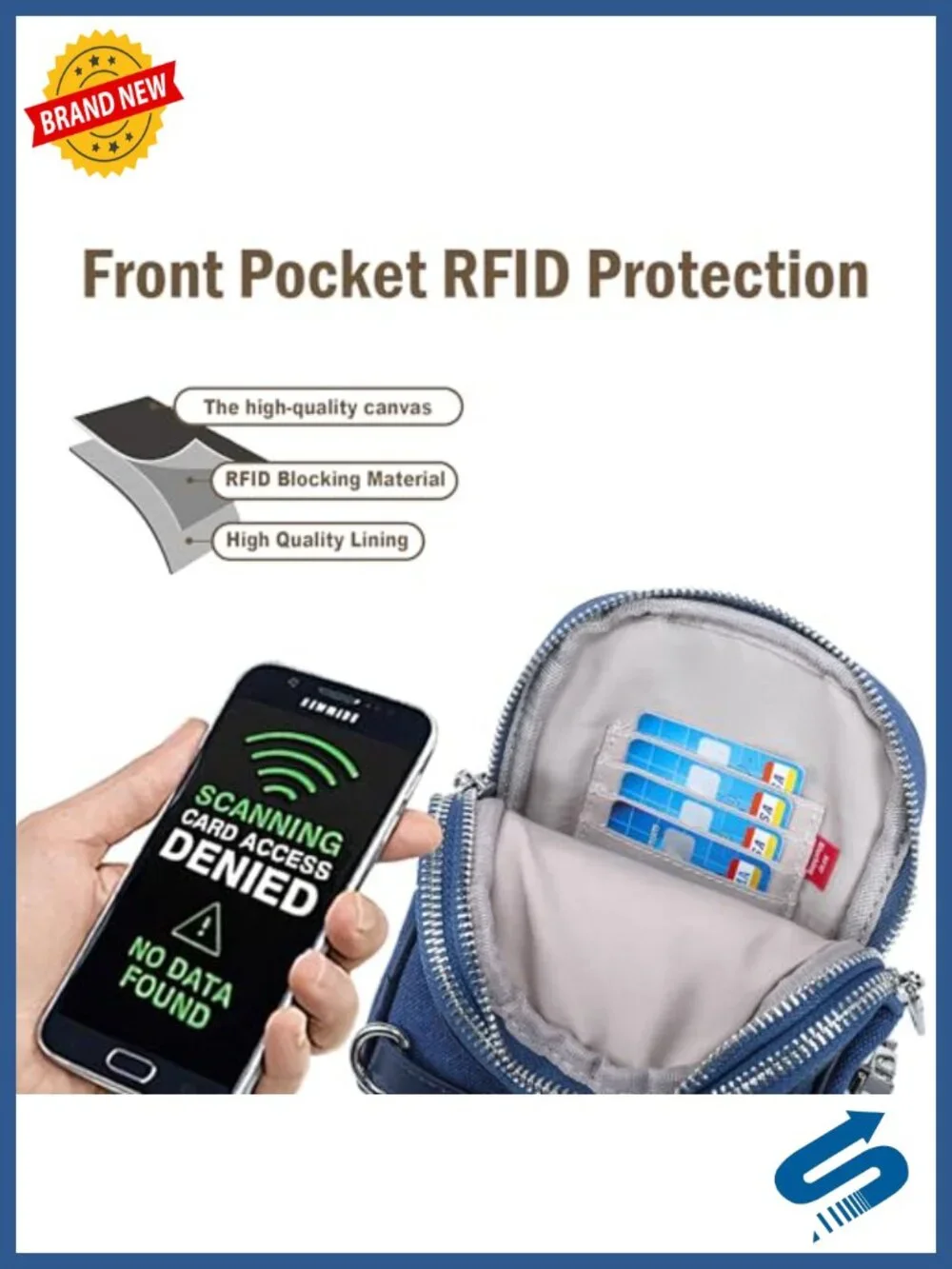 Canvas Anti Theft Crossbody Bag with RFID Blocking, Zip Lock Travel Sling Pack